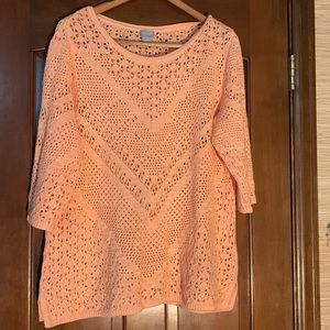 Chico’s Peach Sweater Size 3P/XLPetite